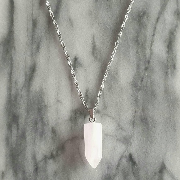 New Handmade Milky Quartz Pendulum S925 Sterling Silver Unisex Necklace 18” - Picture 6 of 10